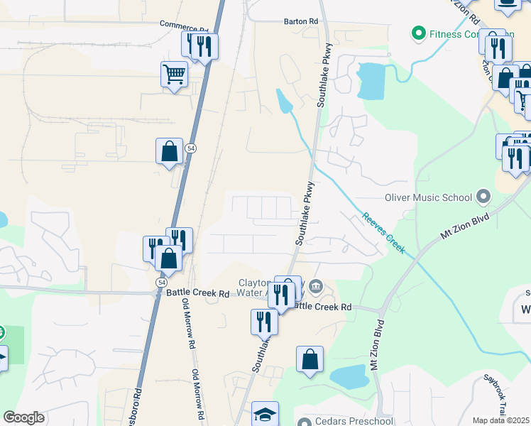 map of restaurants, bars, coffee shops, grocery stores, and more near 7246 Alicias Way in Morrow