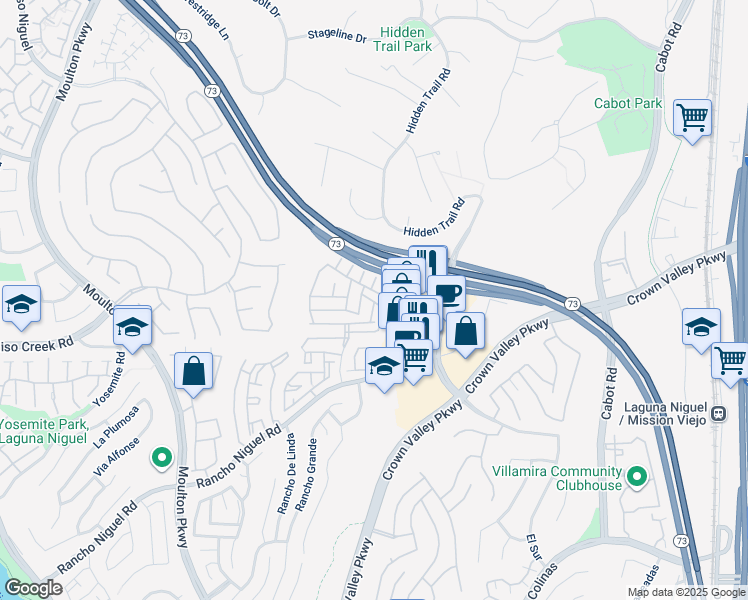 map of restaurants, bars, coffee shops, grocery stores, and more near 25271 Via Acapulco in Laguna Niguel
