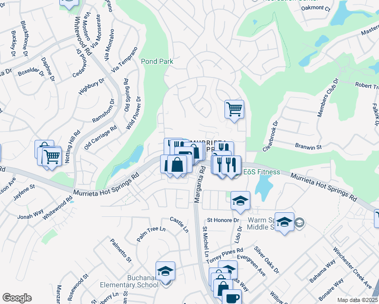 map of restaurants, bars, coffee shops, grocery stores, and more near 39490 Murrieta Hot Springs Road in Murrieta
