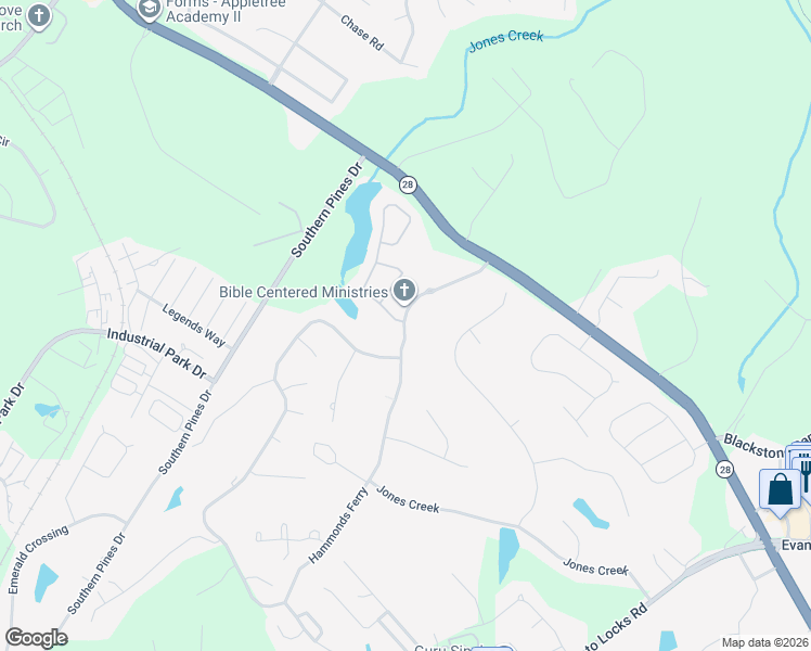 map of restaurants, bars, coffee shops, grocery stores, and more near 4135 Hammonds Ferry in Evans