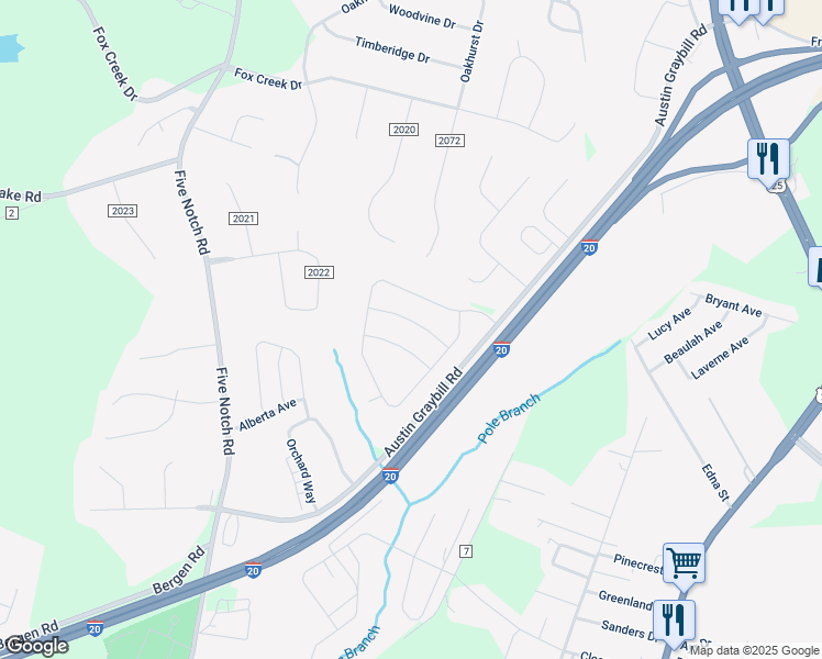 map of restaurants, bars, coffee shops, grocery stores, and more near Kingburgh Lane in North Augusta