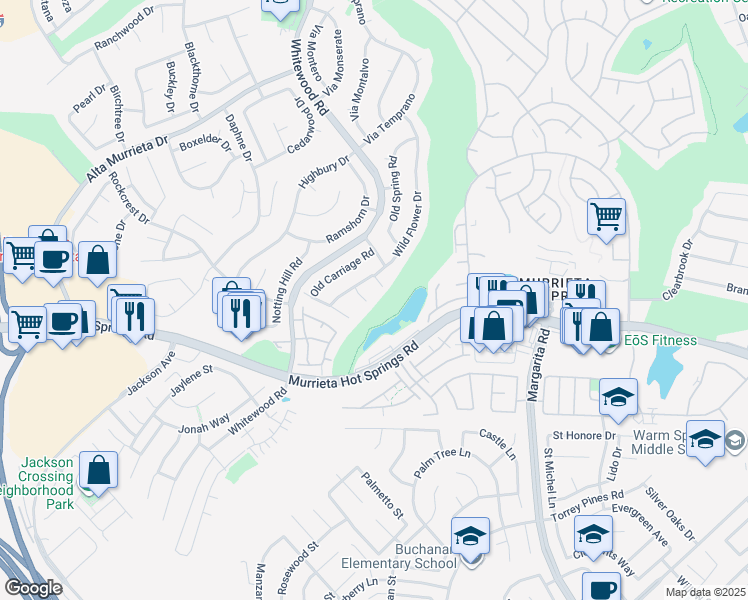 map of restaurants, bars, coffee shops, grocery stores, and more near 26030 Summer Dawn Court in Murrieta