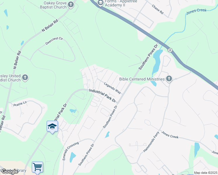 map of restaurants, bars, coffee shops, grocery stores, and more near 33 Legends Way in Evans