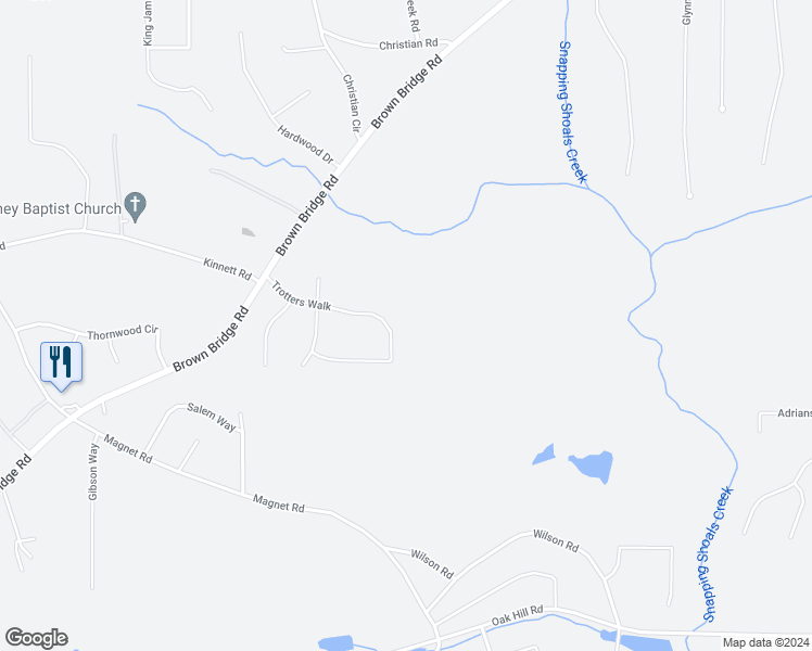 map of restaurants, bars, coffee shops, grocery stores, and more near 135 Trotters Walk in Covington