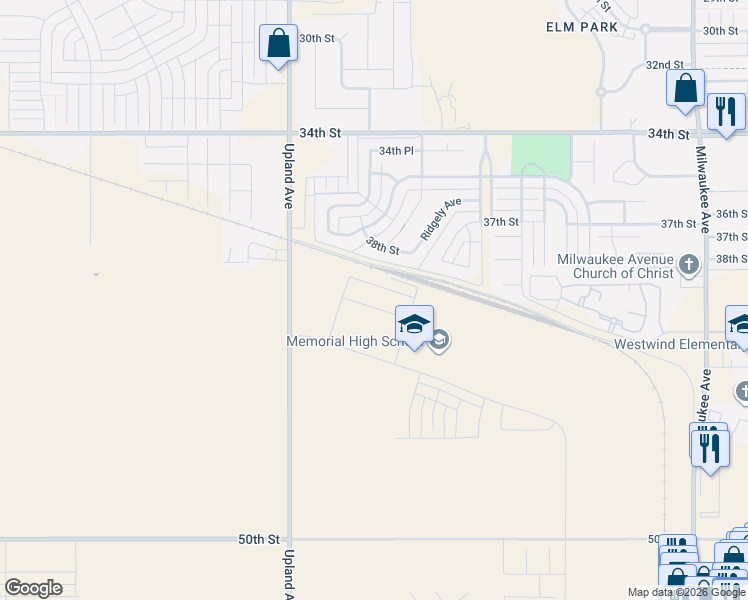 map of restaurants, bars, coffee shops, grocery stores, and more near 7019 38th Street in Lubbock