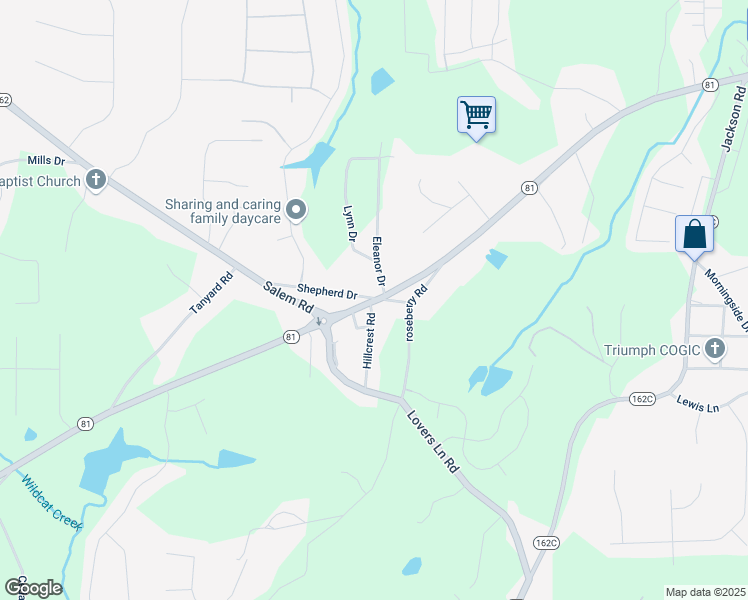map of restaurants, bars, coffee shops, grocery stores, and more near Highway 81 in Covington