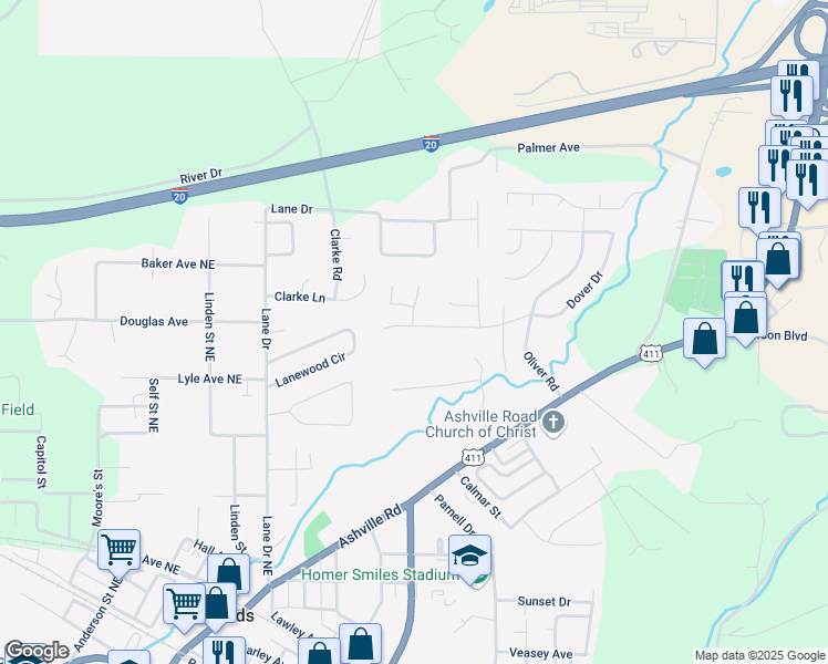 map of restaurants, bars, coffee shops, grocery stores, and more near 1888 Kent Circle in Leeds