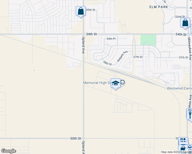 map of restaurants, bars, coffee shops, grocery stores, and more near 3901 Upland Avenue in Lubbock