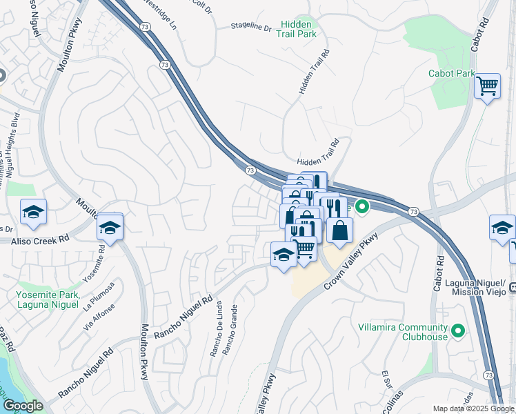 map of restaurants, bars, coffee shops, grocery stores, and more near 27934 Via Janeiro in Laguna Niguel
