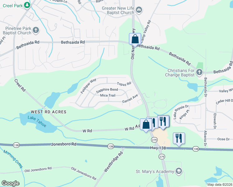 map of restaurants, bars, coffee shops, grocery stores, and more near 352 Mica Trail in Riverdale