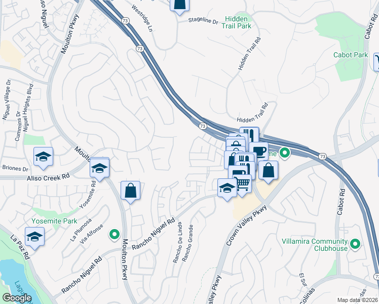 map of restaurants, bars, coffee shops, grocery stores, and more near 28001 Via Del Agua in Laguna Niguel