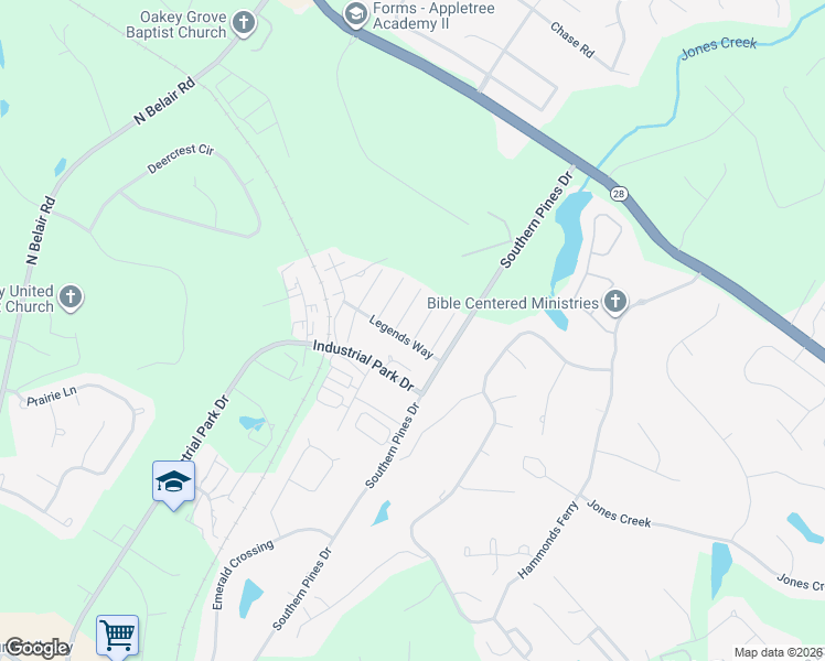 map of restaurants, bars, coffee shops, grocery stores, and more near 222 Nicklaus Court in Evans