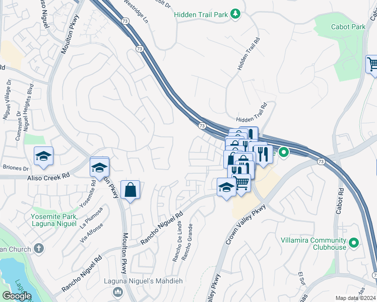 map of restaurants, bars, coffee shops, grocery stores, and more near 27914 Via Del Agua in Laguna Niguel