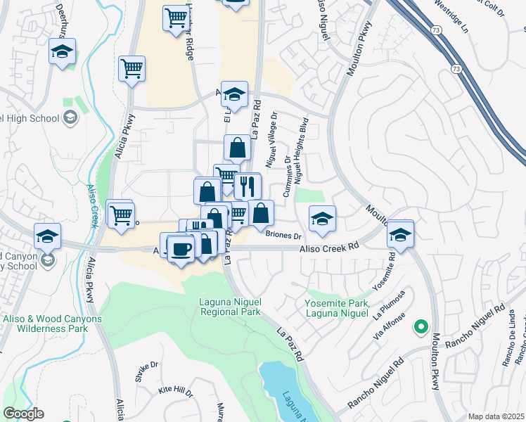 map of restaurants, bars, coffee shops, grocery stores, and more near 27925 Avenida Armijo in Laguna Niguel