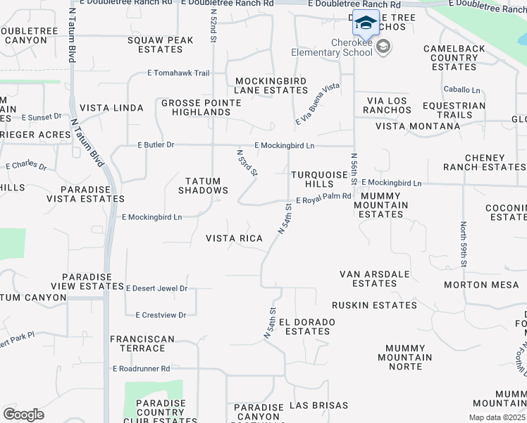 map of restaurants, bars, coffee shops, grocery stores, and more near 5312 East Royal Palm Road in Paradise Valley