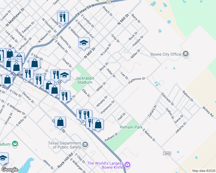 map of restaurants, bars, coffee shops, grocery stores, and more near 707 East Nelson Street in Bowie