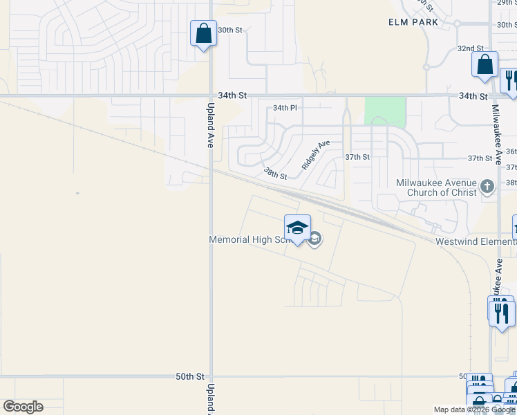 map of restaurants, bars, coffee shops, grocery stores, and more near 7019 38th Street in Lubbock