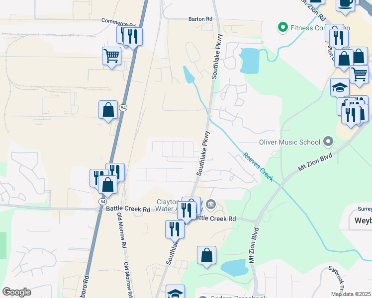 map of restaurants, bars, coffee shops, grocery stores, and more near 7238 April Court in Morrow