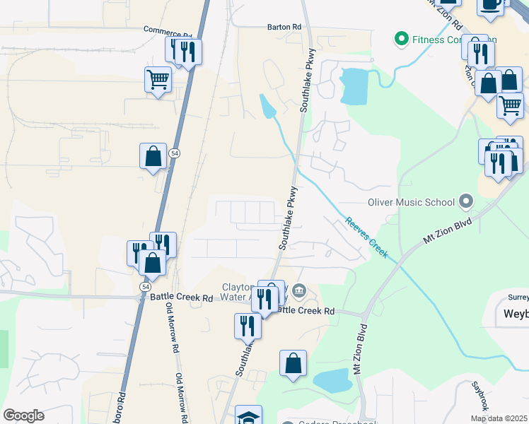 map of restaurants, bars, coffee shops, grocery stores, and more near 7238 April Court in Morrow