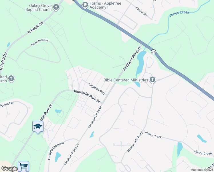 map of restaurants, bars, coffee shops, grocery stores, and more near 222 Nicklaus Court in Evans