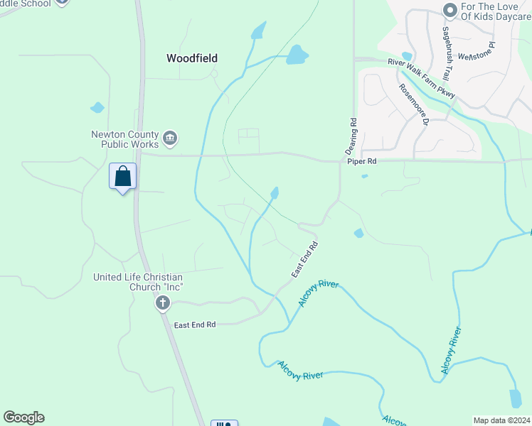 map of restaurants, bars, coffee shops, grocery stores, and more near 120 Railside Drive in Covington