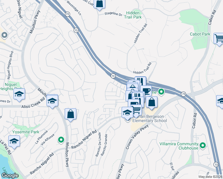map of restaurants, bars, coffee shops, grocery stores, and more near 27931 Via Crespi in Laguna Niguel