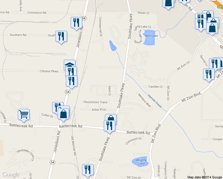 map of restaurants, bars, coffee shops, grocery stores, and more near 7234 April Court in Morrow