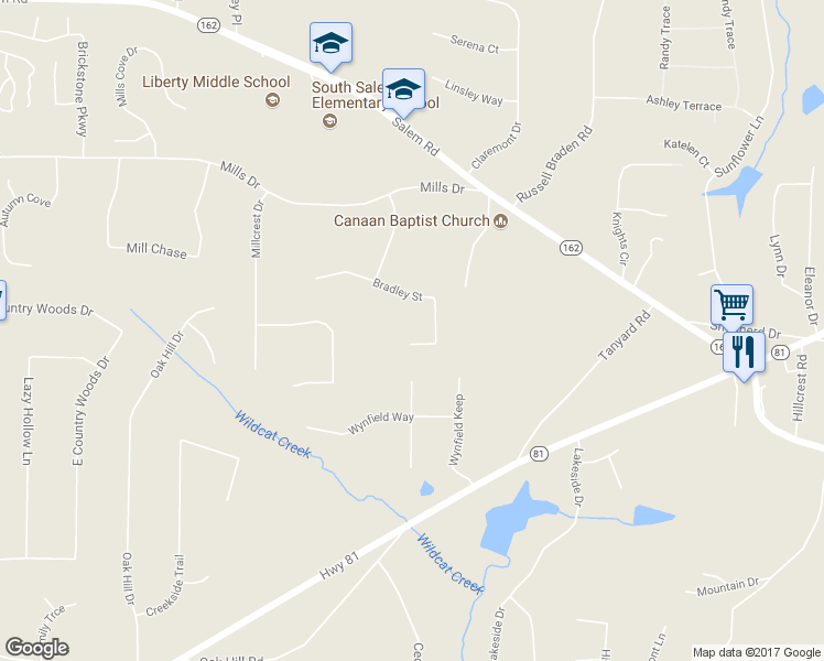 map of restaurants, bars, coffee shops, grocery stores, and more near 215 Bradley Street in Covington