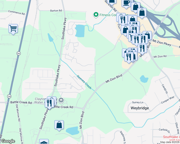 map of restaurants, bars, coffee shops, grocery stores, and more near 1323 Candler Court in Morrow