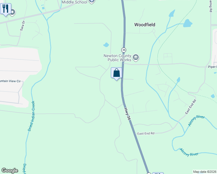 map of restaurants, bars, coffee shops, grocery stores, and more near Land App Service Road in Covington
