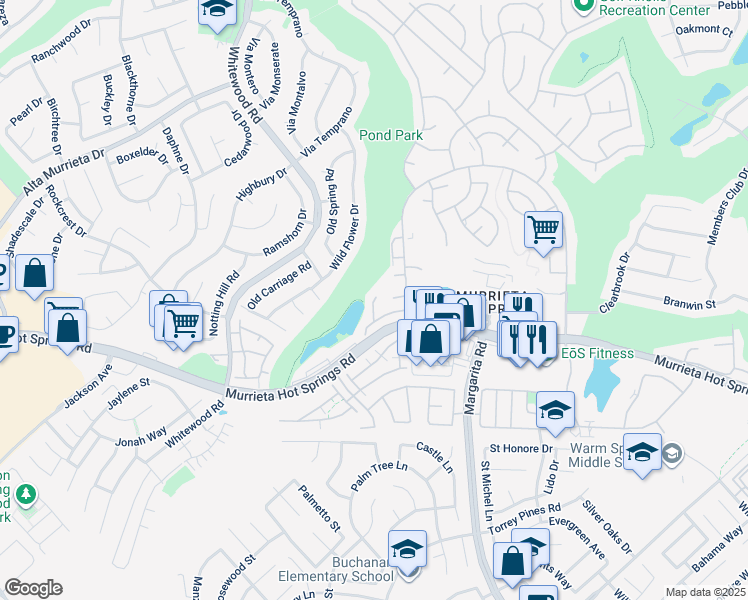 map of restaurants, bars, coffee shops, grocery stores, and more near 28530 Via Los Flores Place in Murrieta