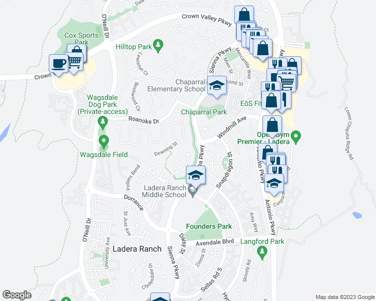 map of restaurants, bars, coffee shops, grocery stores, and more near 27 Ardennes Drive in Mission Viejo