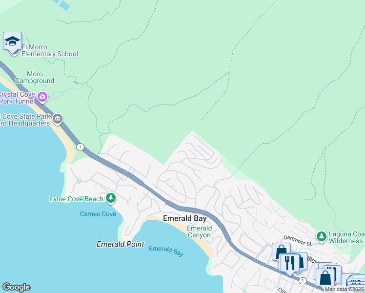 map of restaurants, bars, coffee shops, grocery stores, and more near 1401 Emerald Bay in Laguna Beach