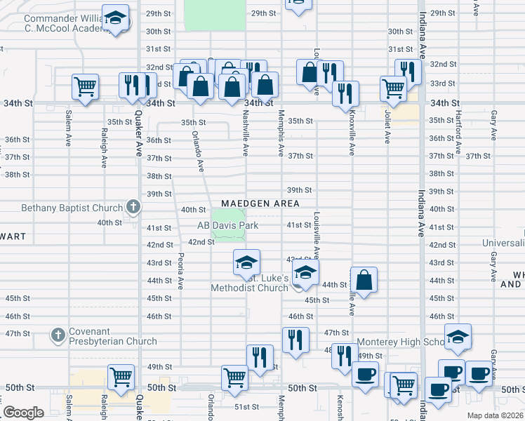 map of restaurants, bars, coffee shops, grocery stores, and more near in Lubbock