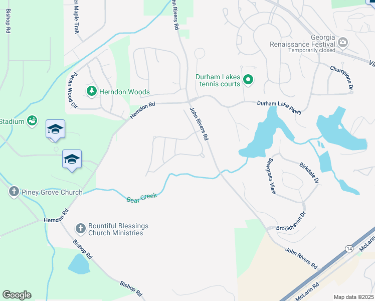 map of restaurants, bars, coffee shops, grocery stores, and more near 2036 Broadmoor Way in Fairburn