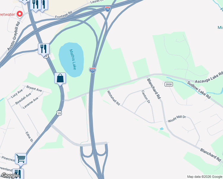 map of restaurants, bars, coffee shops, grocery stores, and more near 1643 Ascauga Lake Road in North Augusta