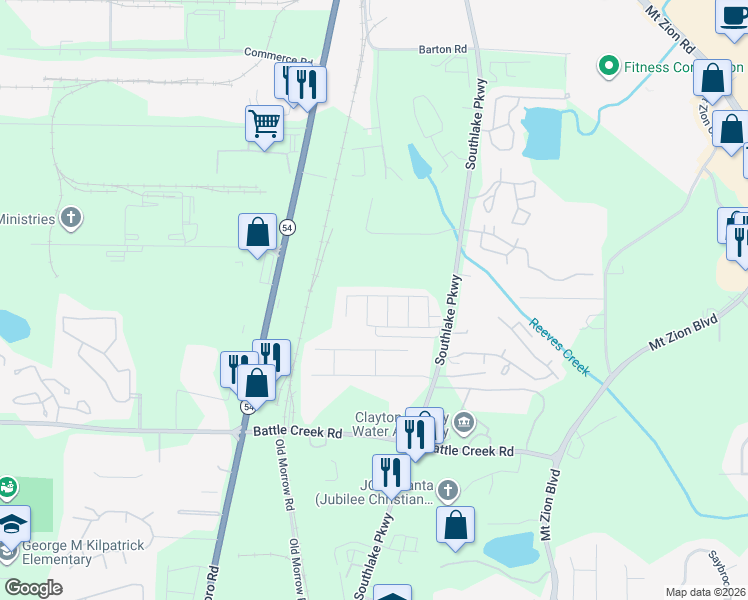 map of restaurants, bars, coffee shops, grocery stores, and more near 1458 April Lane in Morrow