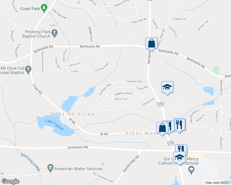 map of restaurants, bars, coffee shops, grocery stores, and more near 323 Sapphire Bend in Riverdale