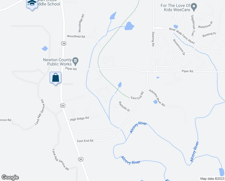 map of restaurants, bars, coffee shops, grocery stores, and more near 130 Railside Drive in Covington