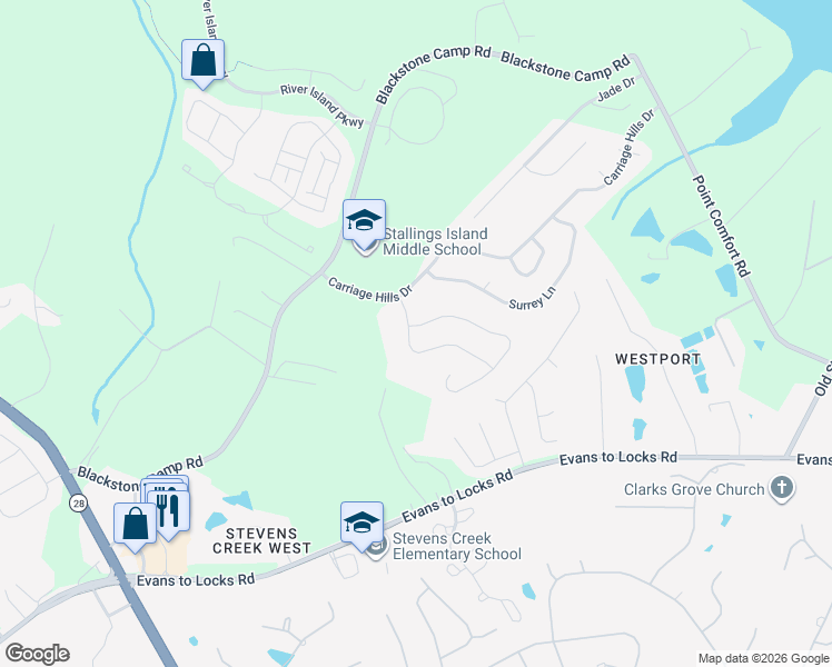 map of restaurants, bars, coffee shops, grocery stores, and more near 1203 Arcilla Pointe in Augusta