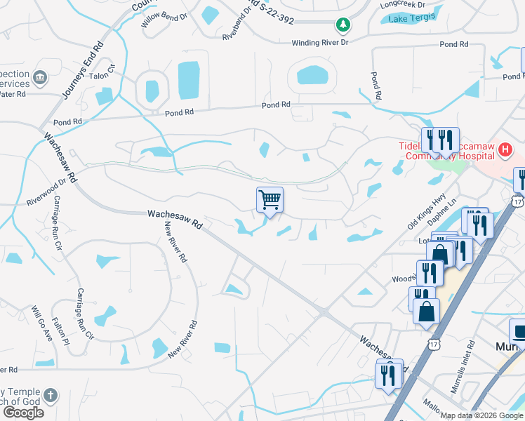 map of restaurants, bars, coffee shops, grocery stores, and more near 4513 Firethorne Drive in Murrells Inlet