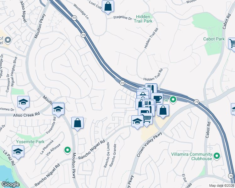 map of restaurants, bars, coffee shops, grocery stores, and more near 27914 Via Del Agua in Laguna Niguel