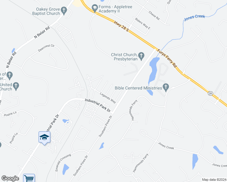 map of restaurants, bars, coffee shops, grocery stores, and more near 219 Nicklaus Court in Evans