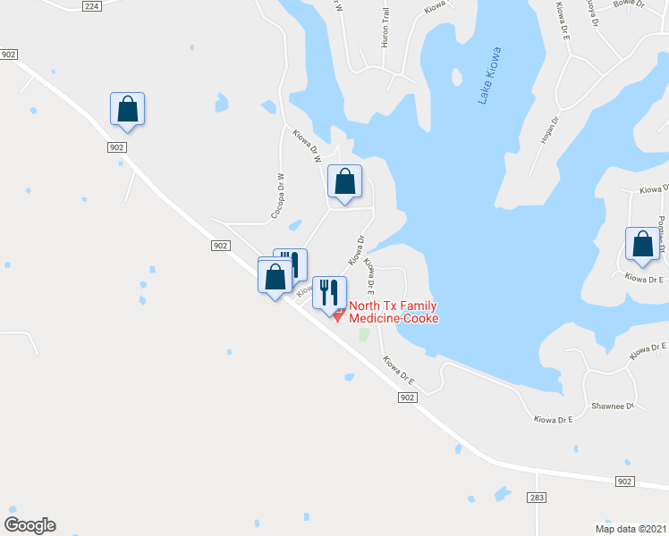 map of restaurants, bars, coffee shops, grocery stores, and more near 116 Kiowa Drive West in Gainesville