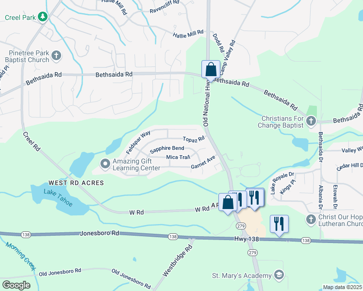 map of restaurants, bars, coffee shops, grocery stores, and more near 363 Sapphire Bend in Riverdale