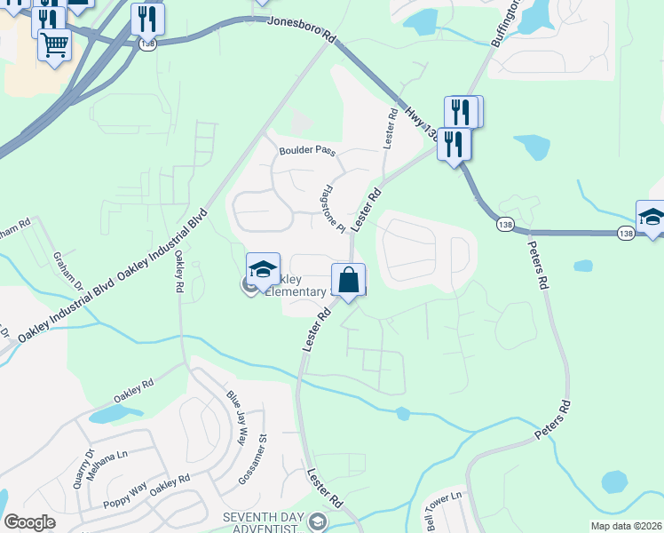 map of restaurants, bars, coffee shops, grocery stores, and more near 7195 Woodridge Ln in Union City