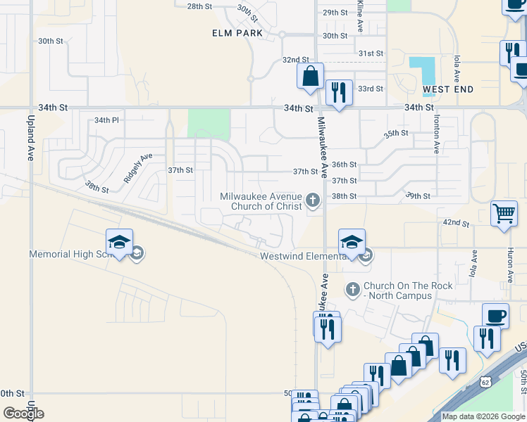 map of restaurants, bars, coffee shops, grocery stores, and more near 202 East Llano Avenue in Lubbock