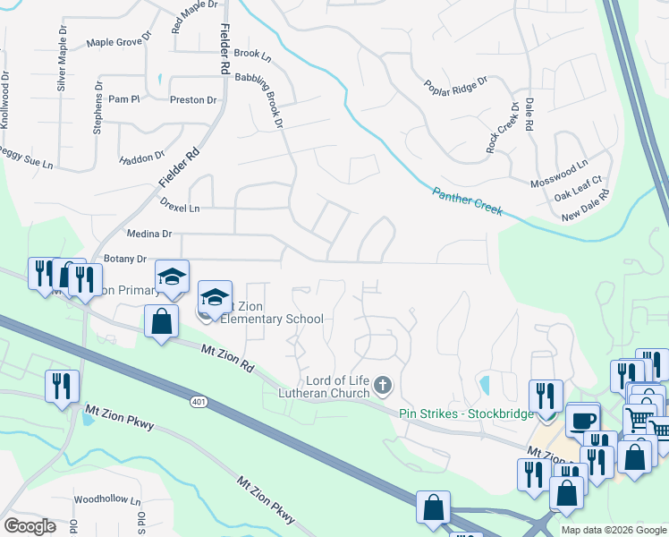 map of restaurants, bars, coffee shops, grocery stores, and more near 3209 Medina Drive in Jonesboro