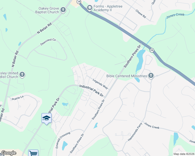 map of restaurants, bars, coffee shops, grocery stores, and more near 408 Snead Way in Evans