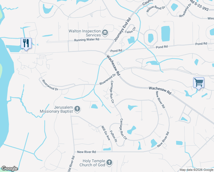 map of restaurants, bars, coffee shops, grocery stores, and more near 4406 Hitching Post Lane in Murrells Inlet